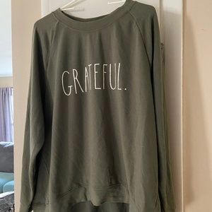 Rae Dunn Grateful olive color sweater 2x